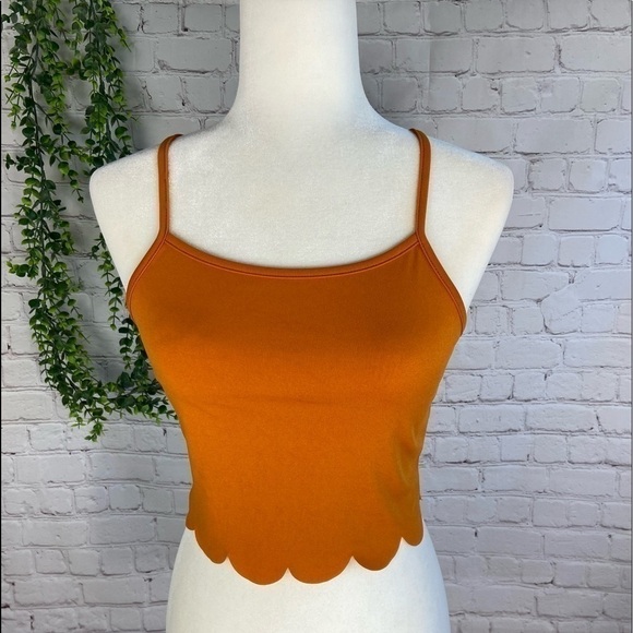 Schein Gold Scalloped Crop Tank M - Picture 1 of 3